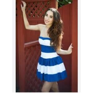 Abercrombie & Fitch Blue White Striped Sleeveless Summer Dress Size Large